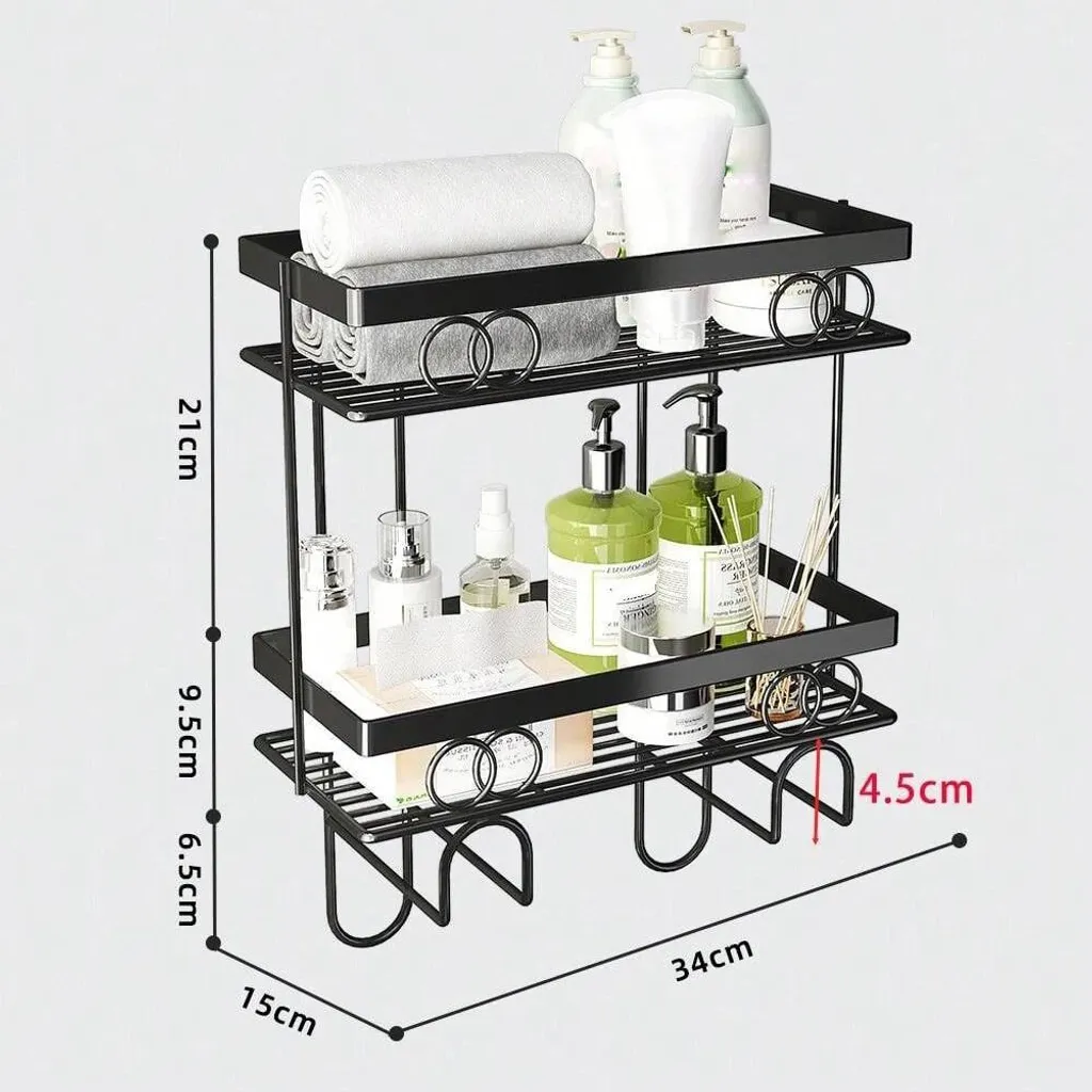 Étagère de rangement WC en métal blanc 2 niveaux sur pied sans perçage