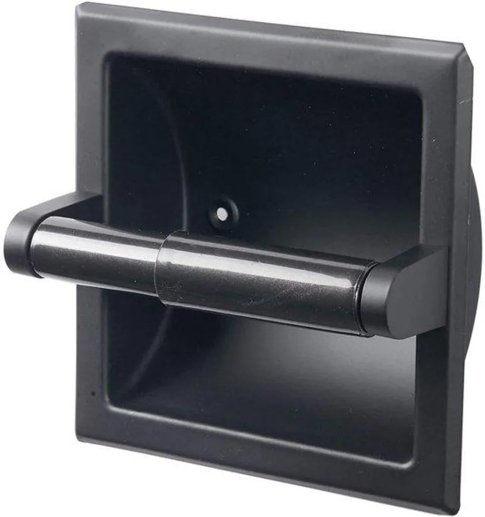 Solution rangement toilettes : barre noire mate et tablette inox robuste