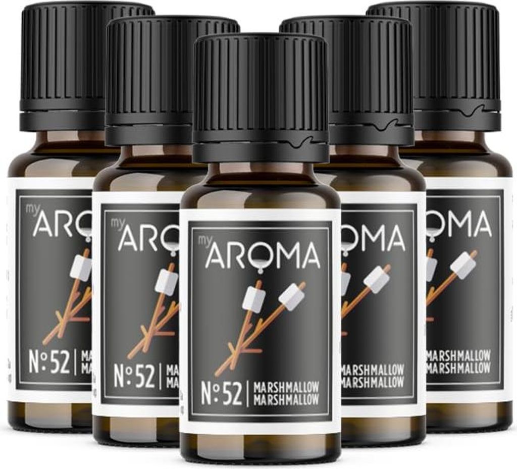 myAROMA Flavour Drops – Marshmallow 5x10ml, Zuckerfrei & Kalorienfrei, Vegan, Natürliches Aroma für Backen und Trinken, Nr. 52
