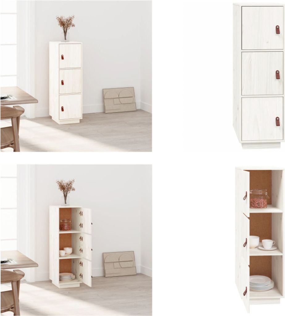vidaXL Highboard Weiß 34x40x108,5 cm Massivholz Kiefer - Highboard - Highboards - Sideboard - Schrank