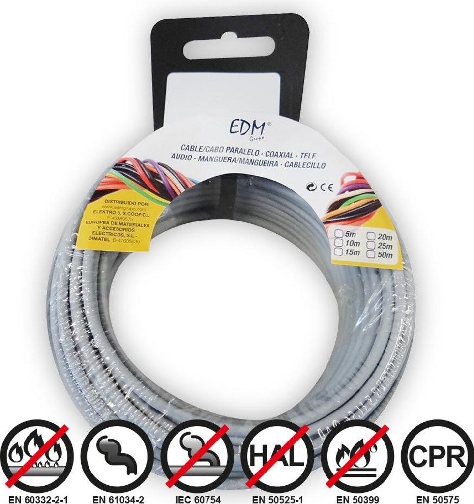 Kabel EDM 28419 Gris 1,5 mm 20 m