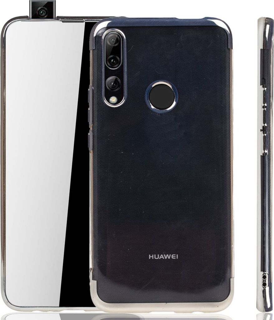 Handyhülle für Huawei Y9 2019 Silber - Clear - TPU Silikon Case Backcover Schutzhülle in Transparent Silber