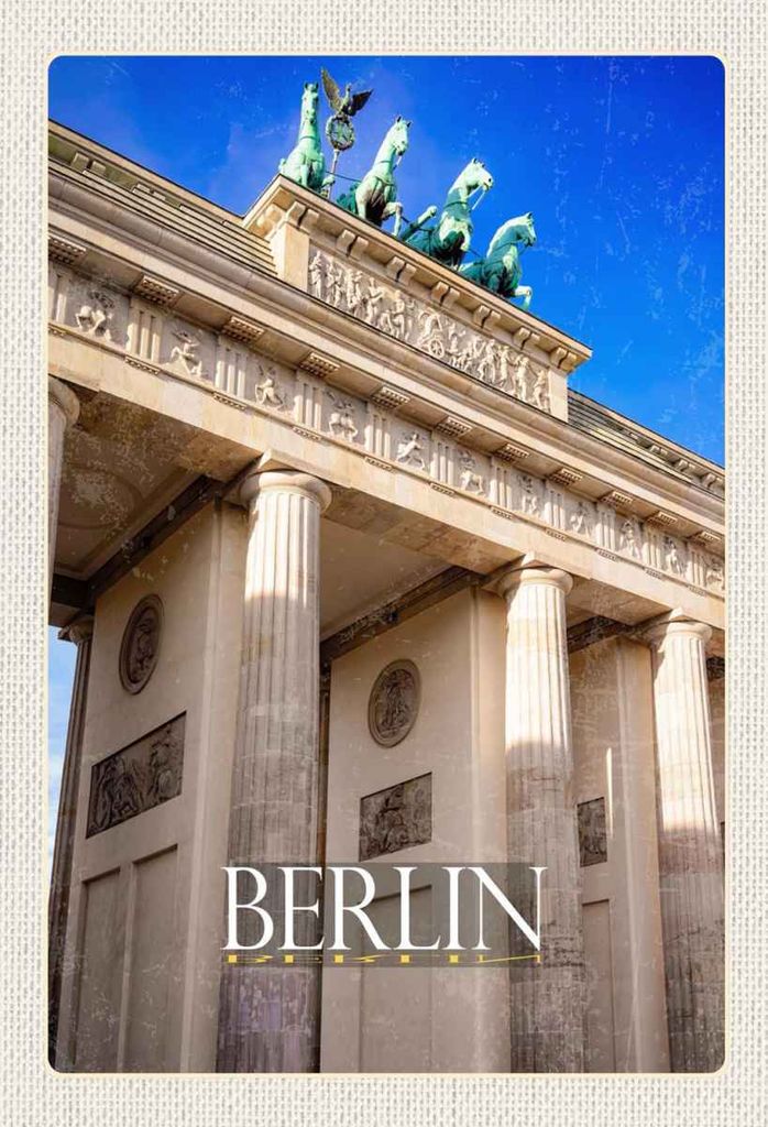 vianmo Holzschild 30x20 cm Berlin Deutschland Brandenburger Trip Bildmotiv Reisemotiv Abenteuer Reisen