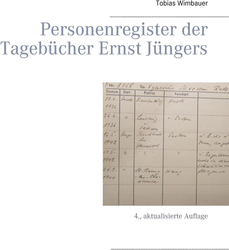 Personenregister der Tagebücher Ernst Jüngers. Großausgabe mit Schreibrand