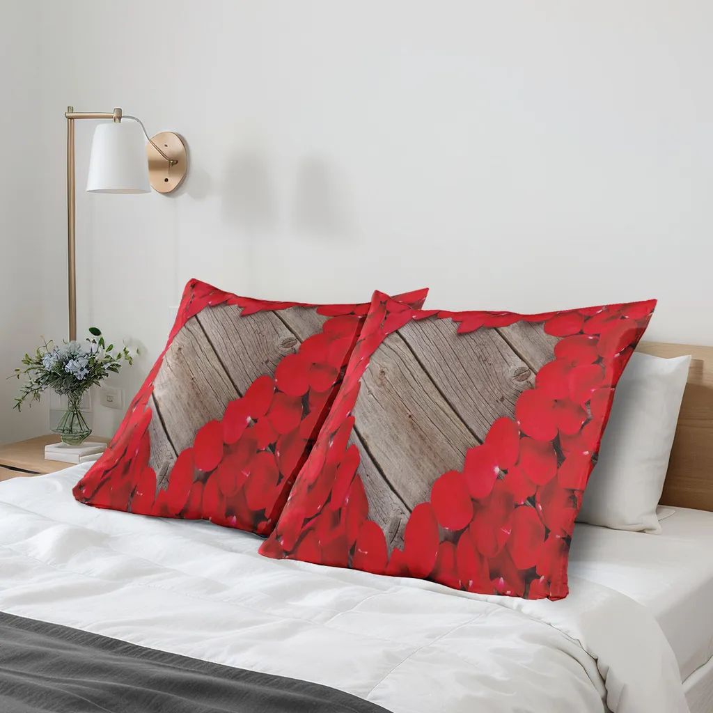 Set 2 Federe 80x80 ABAKUHAUS Rose su Legno - Arredo Casa Romantico