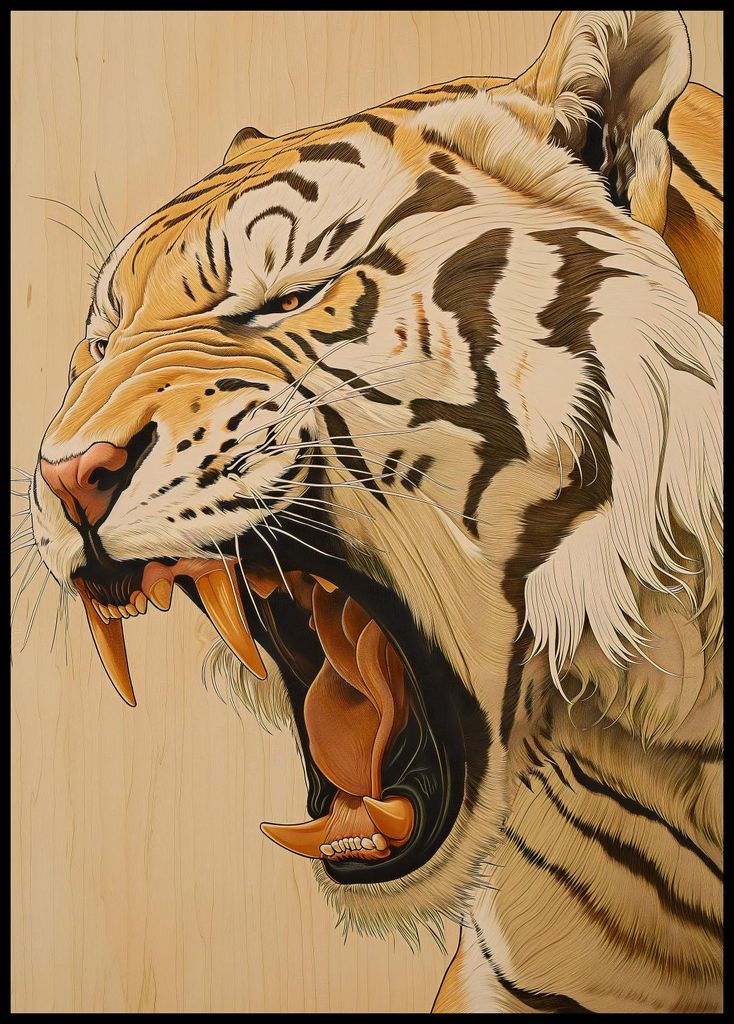 Plakat 67,5x95cm Majestätisches Brüllen des Tigers