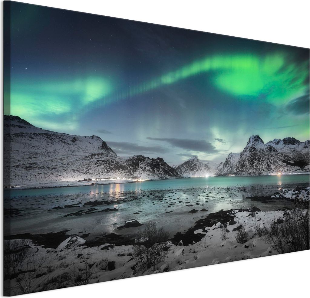 LUMASOUL Leinwand Bilder 120x80 cm, Leinwandbild Berglandschaft Motiv, Wandbilder Holzrahmen und Webstuhl Wohnzimmer und Schlafzimmer, 1 teilig