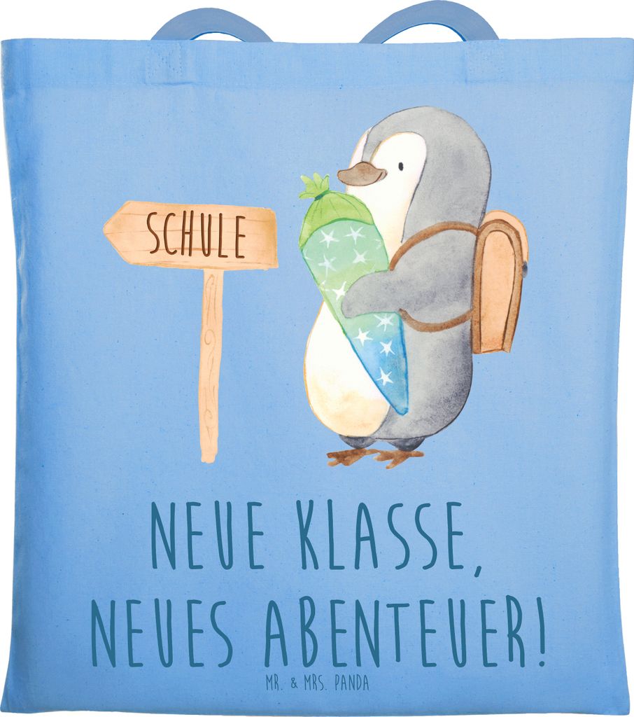 Mr. & Mrs. Panda Schultasche Erster Schultag Abenteuer - Sky Blue - Geschenk, Vertrauem, Tote Bag, Tasche, Zukunft, Trost, positivity, Glücksbring...