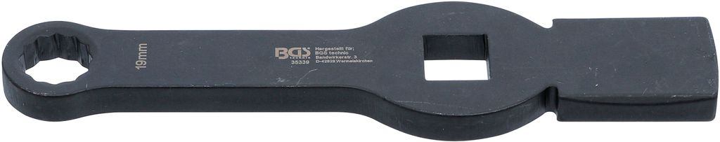 BGS 35339 Schlag-Ringschlüssel, Zwölfkant, mit 2 S chlagflächen, SW 19 mm