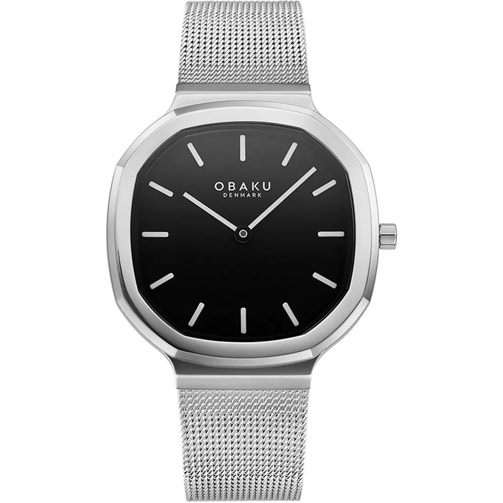 Montre Femme Design Danois Obaku Octant Lille Onyx en Acier Inoxydable
