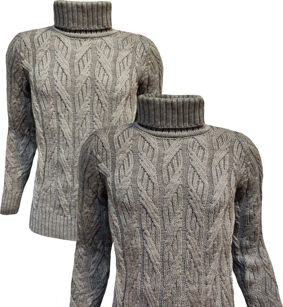 Herren-Rollkragenpullover Warmer grauer bequemer Pullover mit Muster Eleganter formeller Rollkragenpullover XXL
