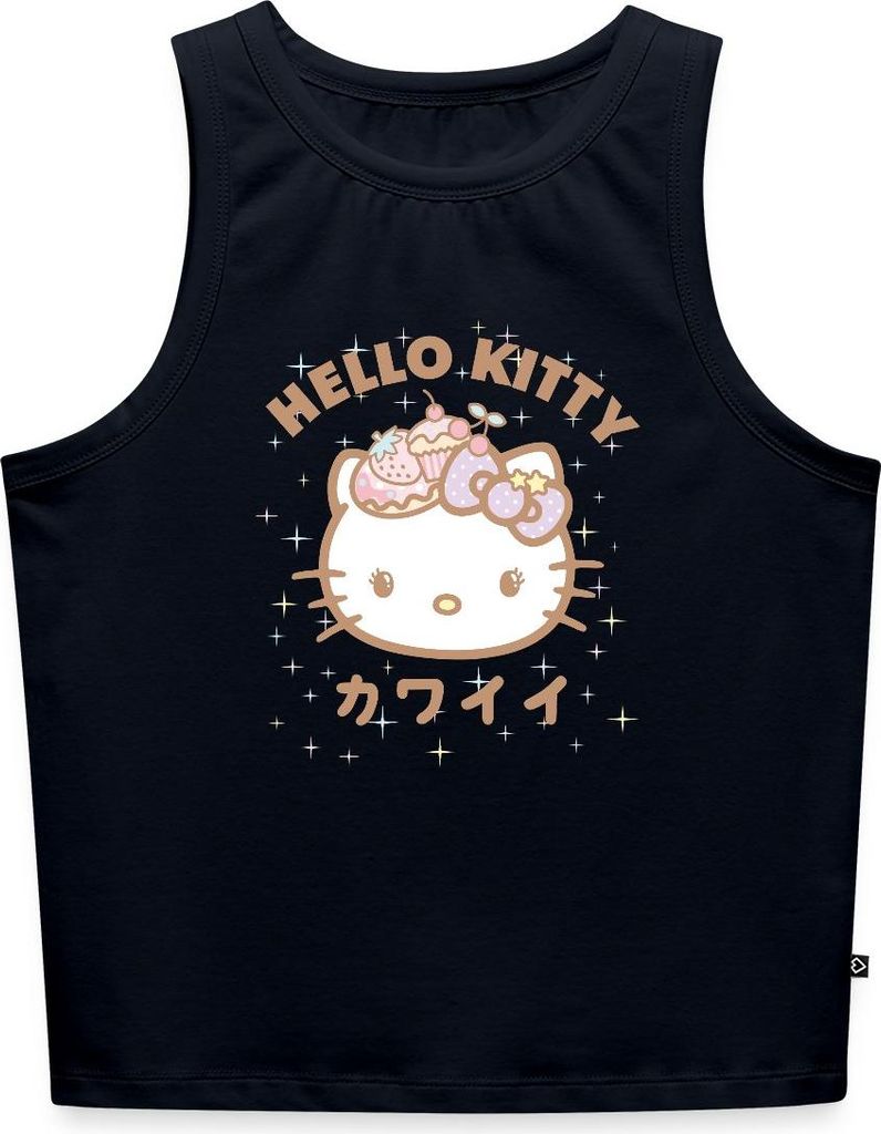 Spreadshirt Hello Kitty Kawaii Stil Frauen Cropped Tank Top, XXL, Navy