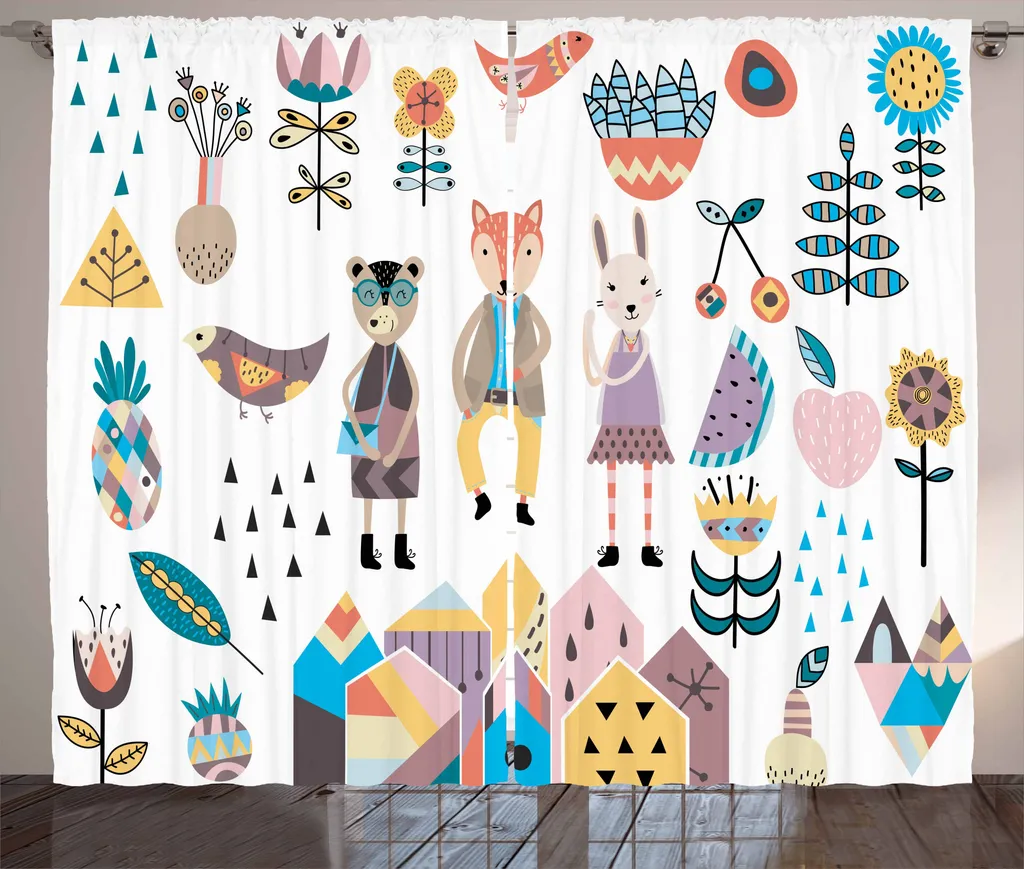 Tenda Cameretta Bambini ABAKUHAUS Animali Bosco 280x175 cm