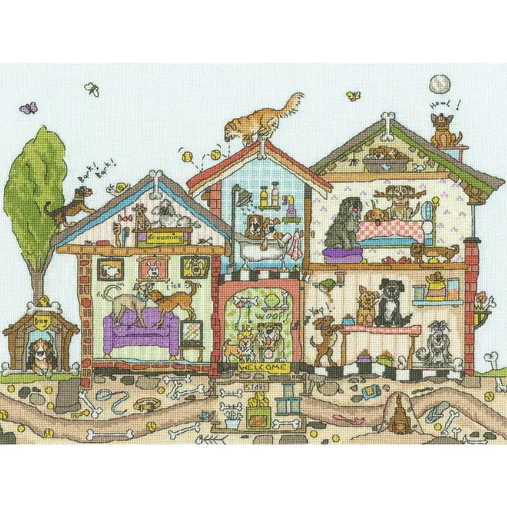 Kit point de croix Bothy Threads Pooch-Palast XCT41 motif à compter 35x26cm