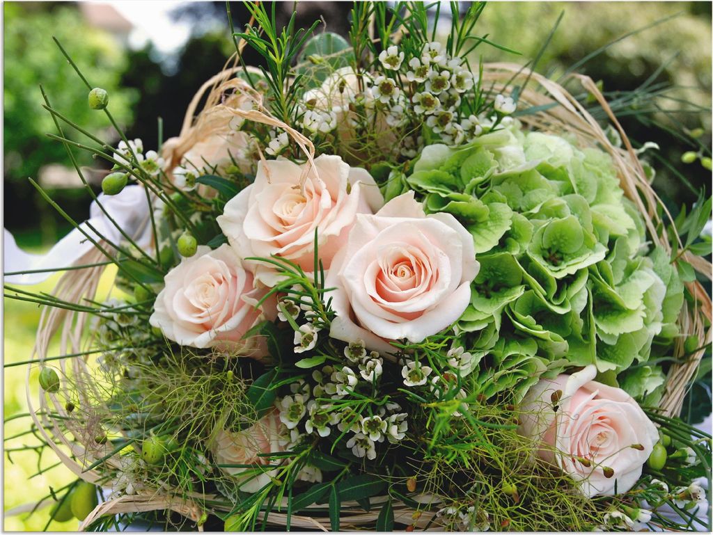 ARTland Wandbild Alu für Innen & Outdoor Blumenstrauss Größe: 120x90 cm