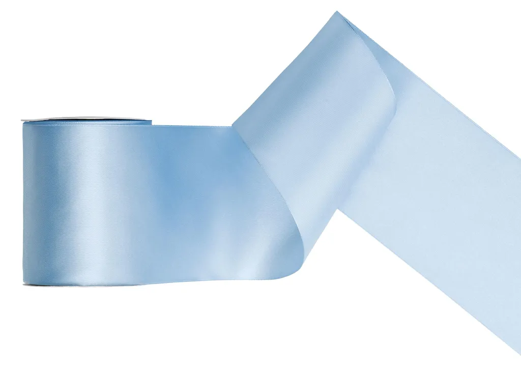 Ruban Satin Bleu Ciel 100mm : Finition Parfaite sans Effilochage 25m