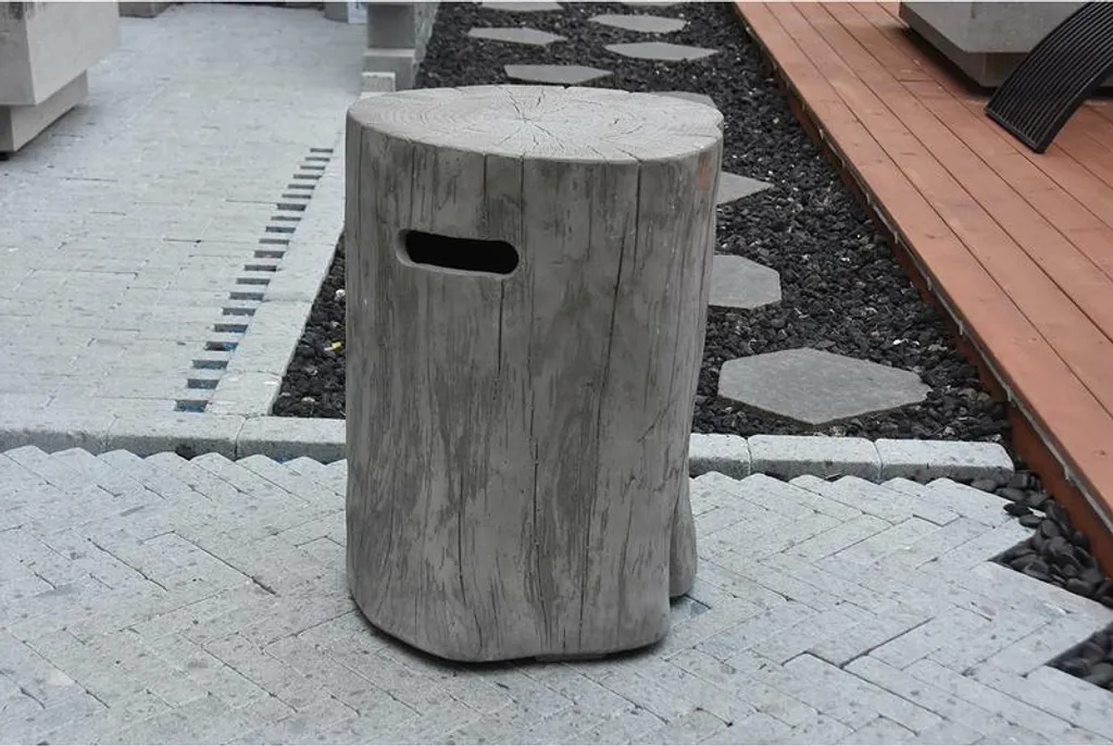 Cache-bouteille de Gaz Décoratif Aspect Bois Gris ELEMENTI 62 cm