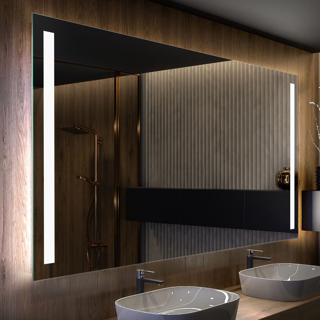 Artforma Badspiegel 140x60 cm - mit LED Beleuchtung - LED Farbe Kaltweiß 7000K - Individuell Nach Maß - Beleuchtet Wandspiegel Lichtspiegel Badez...