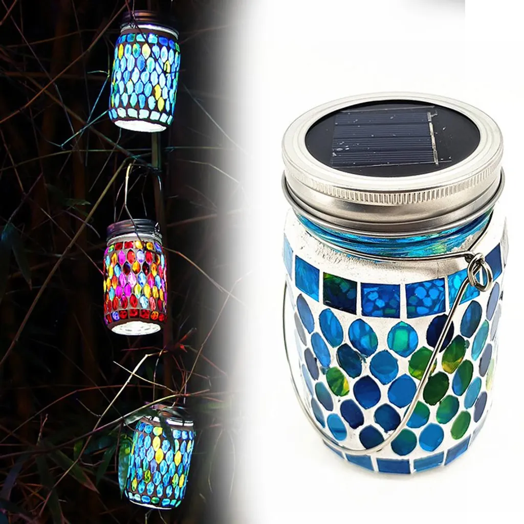Suspension solaire LED design mosaïque multicolore résistante à la pluie