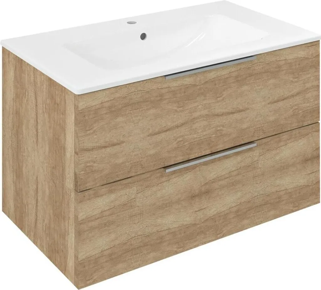Meuble bas CIRASA chêne Alabama 80x52x46 cm pour salle de bain moderne