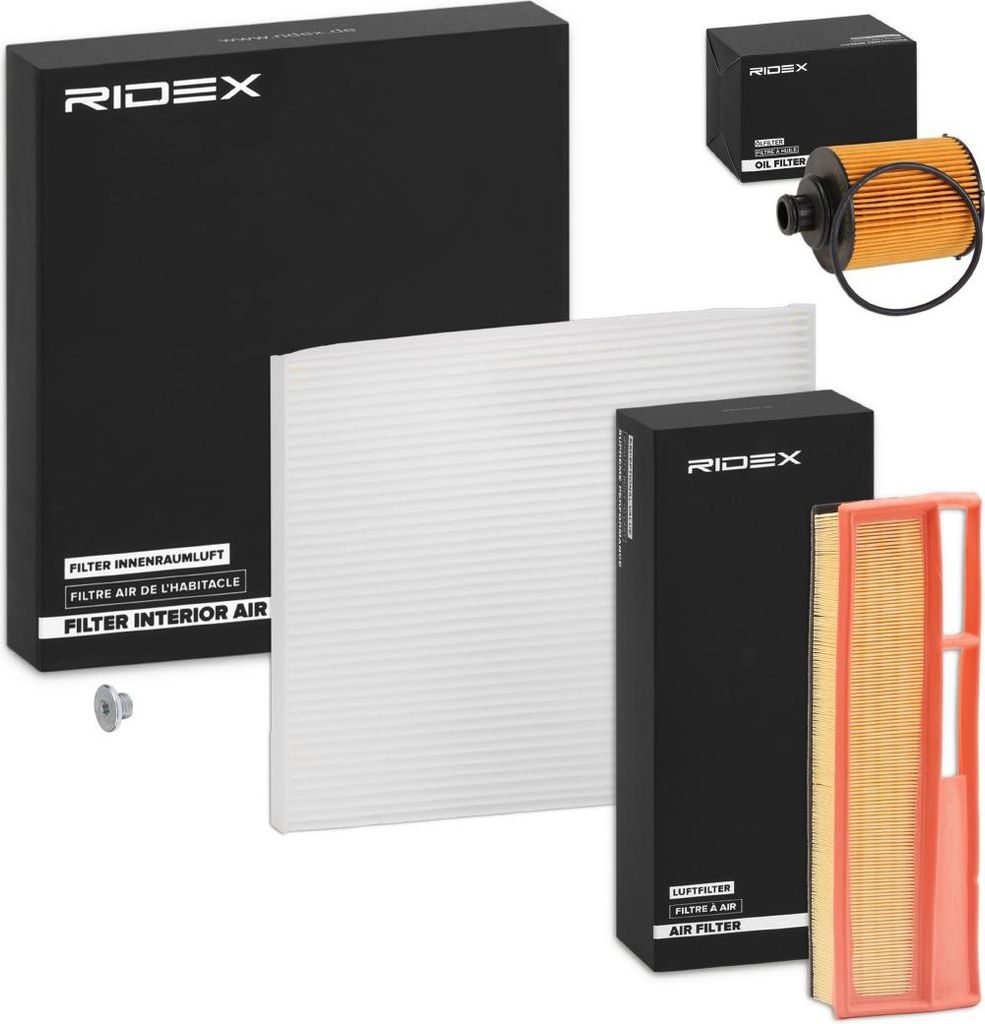 RIDEX Filterset Inspektionspaket Filtersatz für FIAT GRANDE PUNTO (199) PUNTO EVO (199) PUNTO (199) DOBLO Kasten/Kombi (263) Doblo Kombi (263) QUBO
