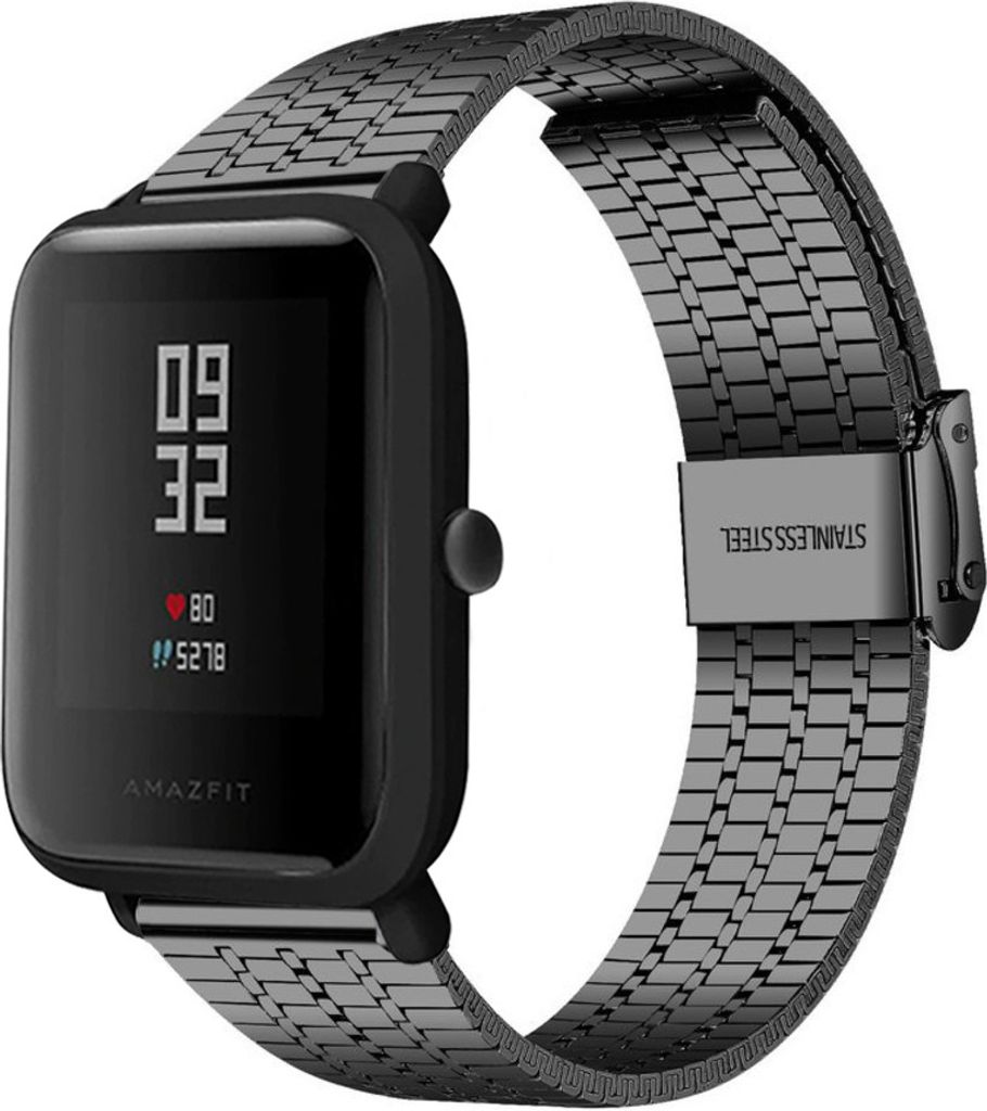 Strap-it Edelstahlarmband - Kompatibel mit Amazfit Bip Armband Ersatzarmband Edelstahl - Verstellbarer Verschluss - Hochwertiges Material - für Sm...