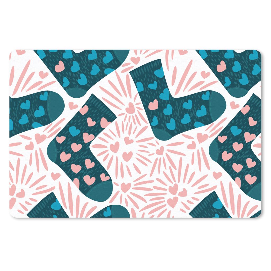 MuchoWow Schreibtischunterlage Socken - Valentinstag - Schnittmuster 60x40 cm - XXL Mauspad - Großes Mauspad