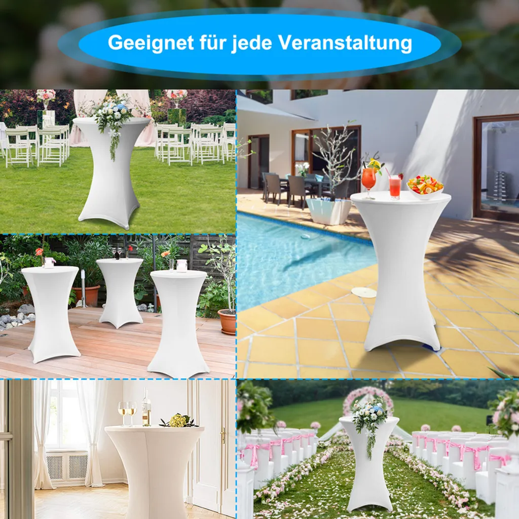 5x Tovaglie Elasticizzate Bianche 60cm per Tavoli Cocktail Yakimz - 5