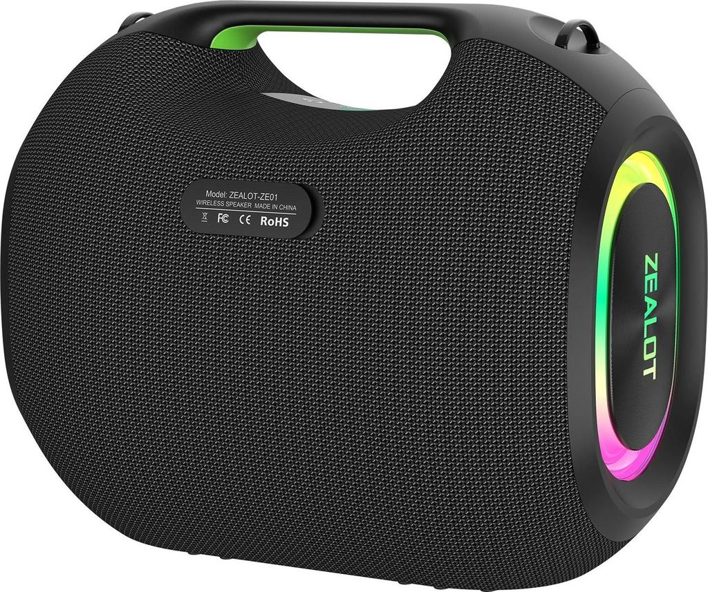 ZE01 - Tragbarer Bluetooth-Lautsprecher - TWS-Stereo - Wasserdicht - Kräftiger Subwoofer-Bass - Hi-Res Sound - Sprachsteuerung - Schwarz