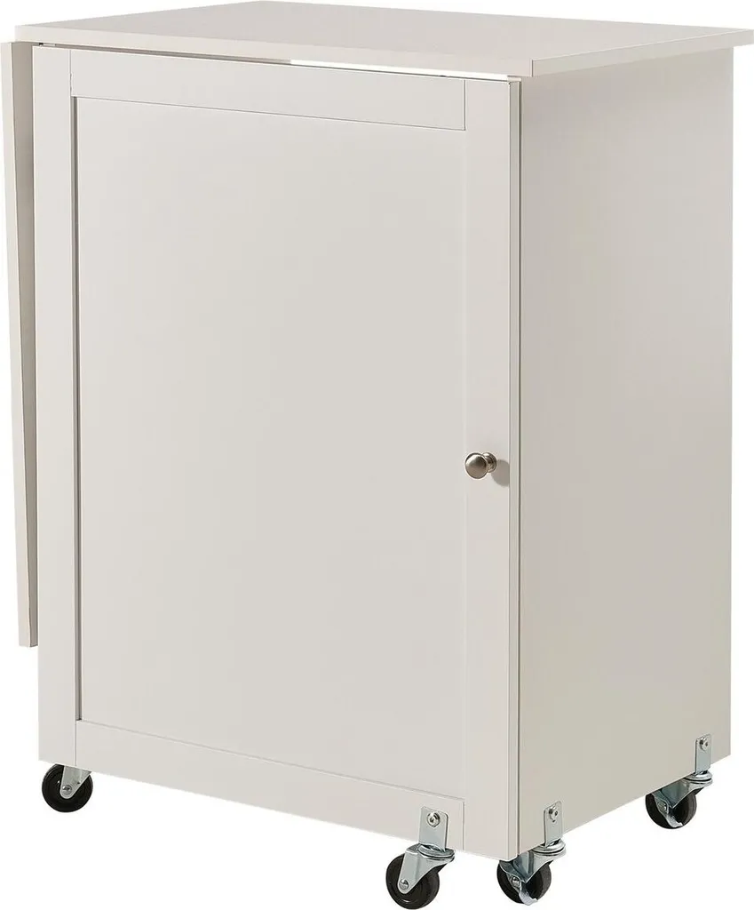 Table à coudre pliante blanche avec roulettes et rangement modulable - 10