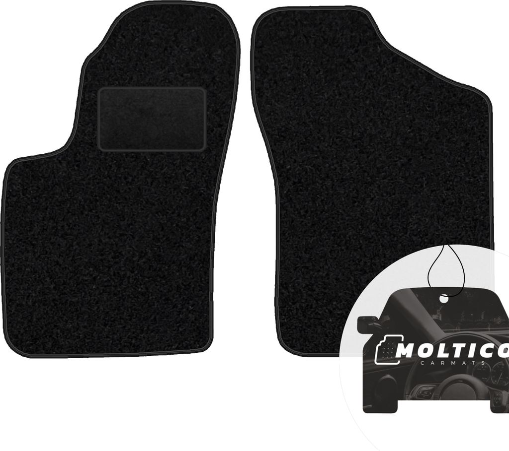 moto-MOLTICO Vorne Fußmatten Auto Velours Autoteppiche Schwarz Automatten Set 2-teilig passend für Fiat Seicento 1998-2005