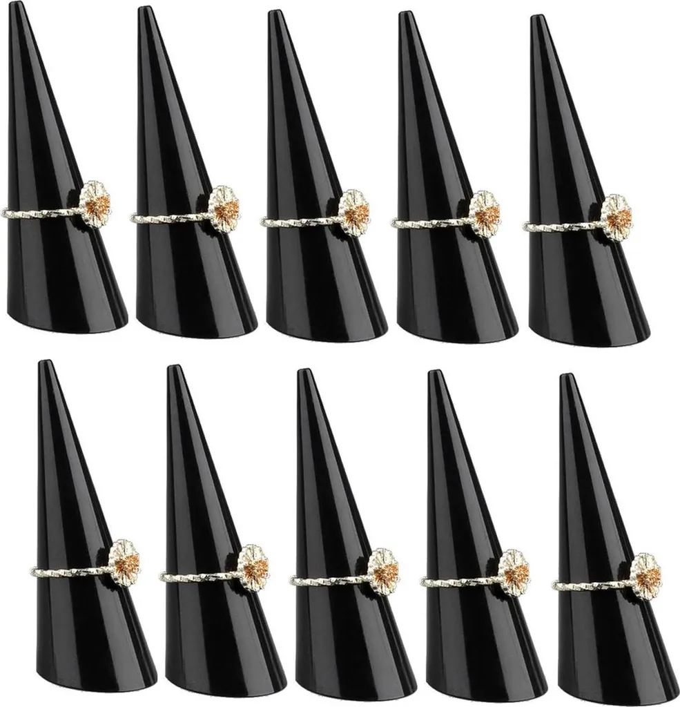 Organizzatore Gioielli 10 Pezzi | Espositore Anelli Nero per Arredo - 1