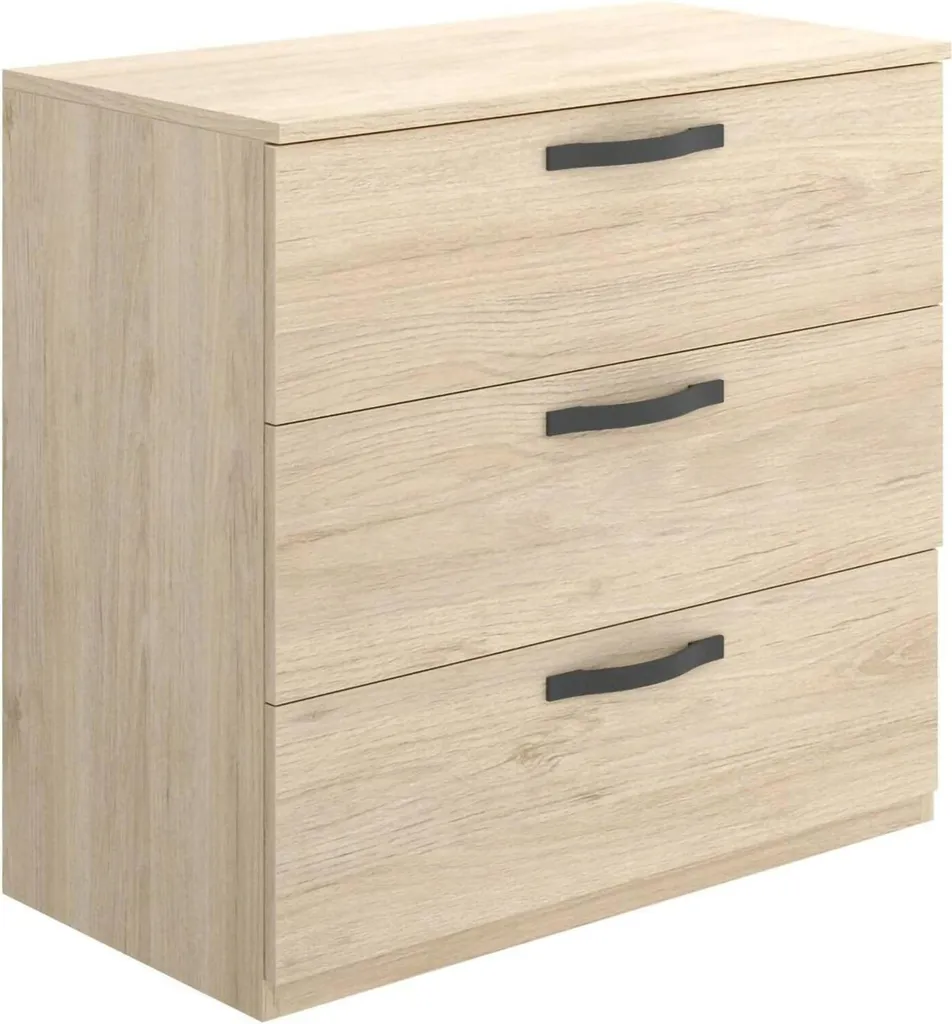 Meuble de Rangement Alic 3 Tiroirs en Chêne Brun 70cm pour Intérieur