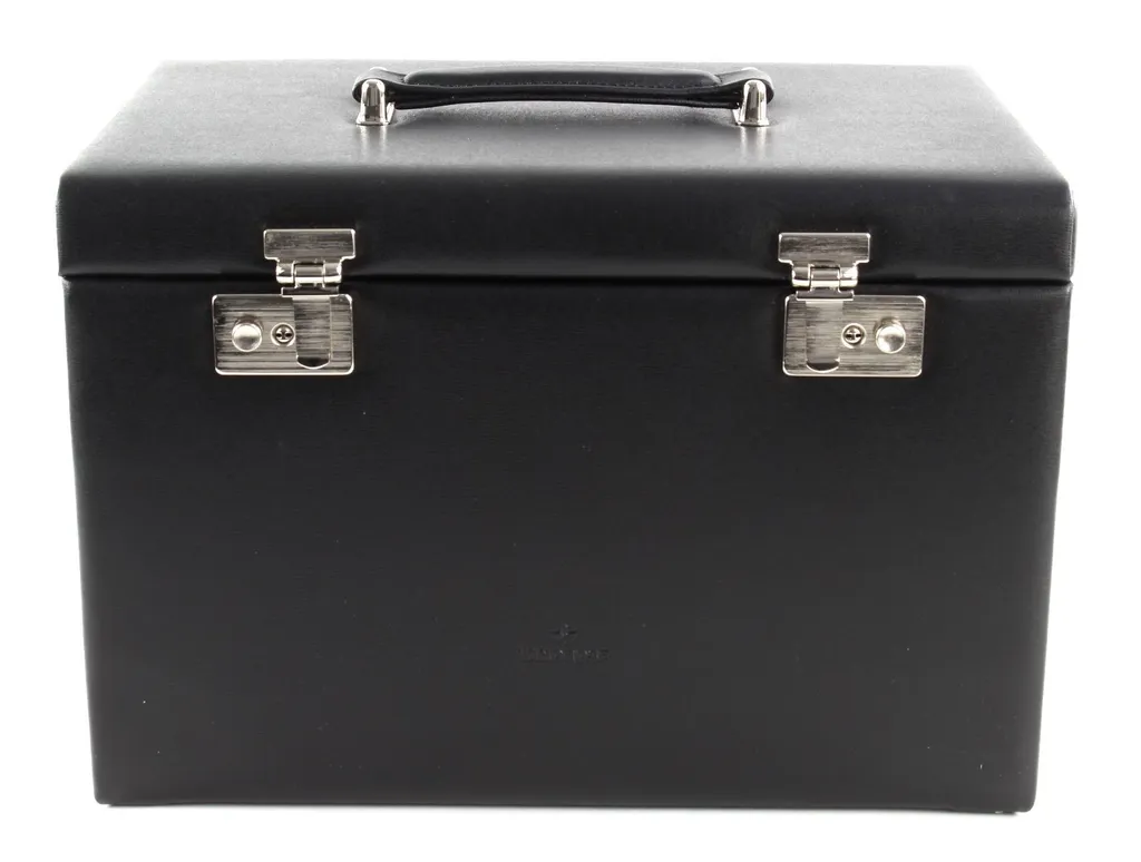 WINDROSE Boîte à Bijoux Big Black en Cuir Noir avec Serrure de Luxe