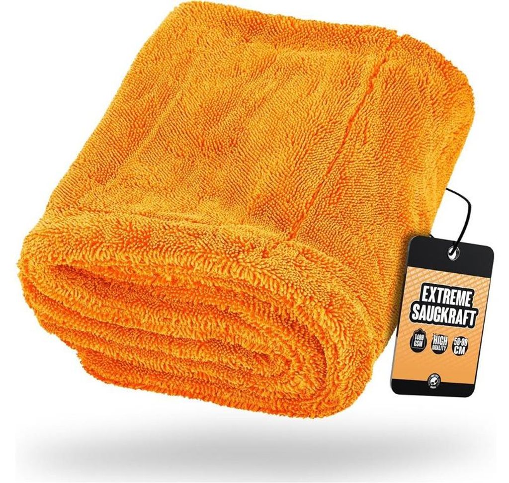 Nuke Guys Gamma Dryer XXL | Ultra saugstarkes Trockentuch 1400 GSM in Orange 50x80cm | Fusselfrei, abgerundete sanfte Fasern, kratzerfrei, extra gr...