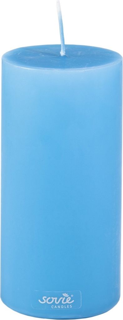 Sovie CANDLES Stumpenkerze in Aquablau Ø 70 mm x H 150 mm, Brenndauer ca. 82 Std. - 12 Stück