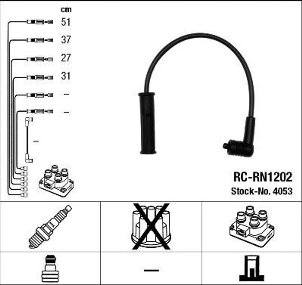 NGK 4053 Set Cavi Accensione OE per Renault Megane Dacia Logan Sandero