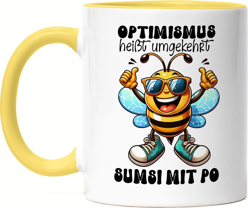 Optimismus Lustige Biene Tasse Gelb Sumsi mit Po Happy Work Life