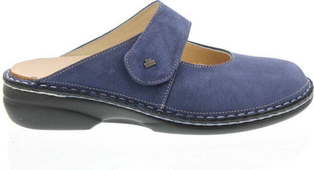 Finn Comfort Stanford - Clog, Klettverschluß, blau (denim), Patagonia (Nubukleder) 2552-373097 41