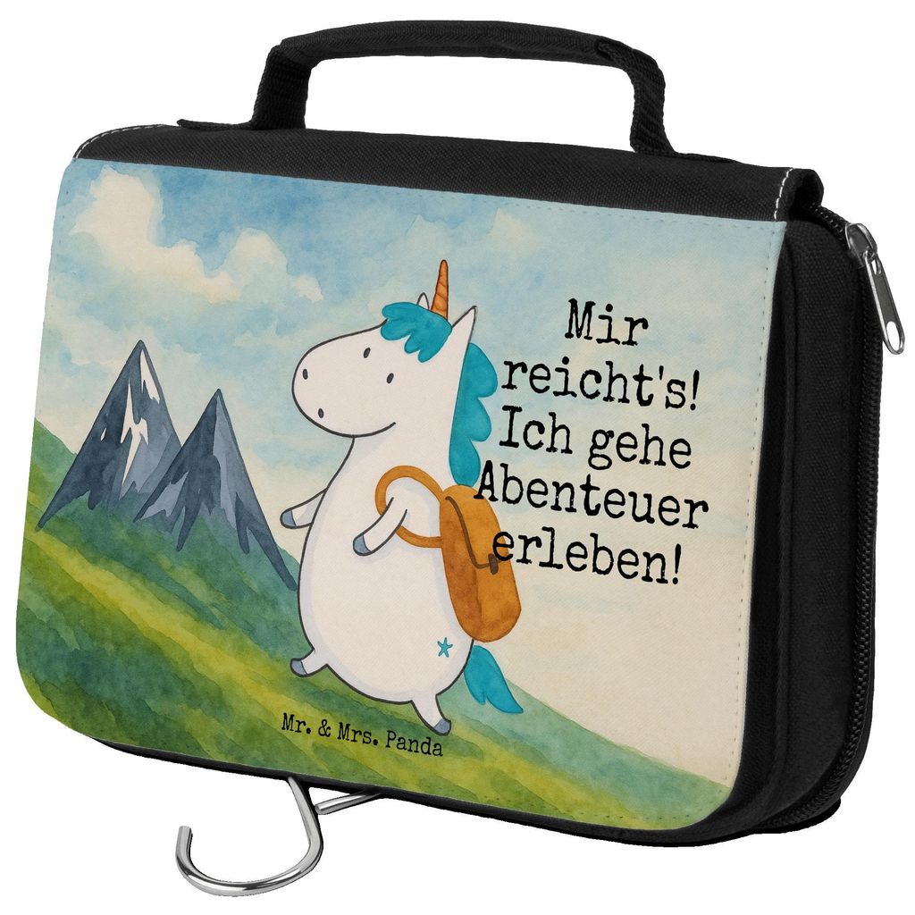 Mr. & Mrs. Panda Kulturbeutel Einhorn Bergsteiger Design - Weiß - Geschenk, Berge, Unicorn, Weltenbummler, Reise-Kulturtasche, Urlaub, kosmetiktä...