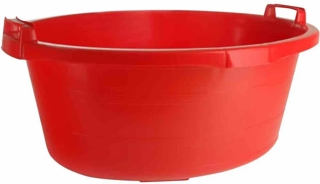 Cuvette ovale 27 L rouge avec poignées surélevées pour portage facile