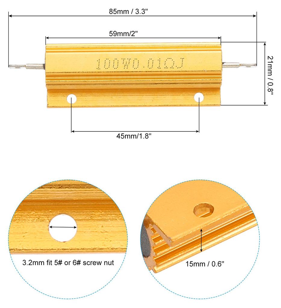 100W 0,01 Ohm Widerstand Sortiment Kit Aluminium Geh?use Widerst?nde Set, 4 Stš¹ck Aluminum Widerstand Set mit Schrauben Draht Widerst?nde Resist...