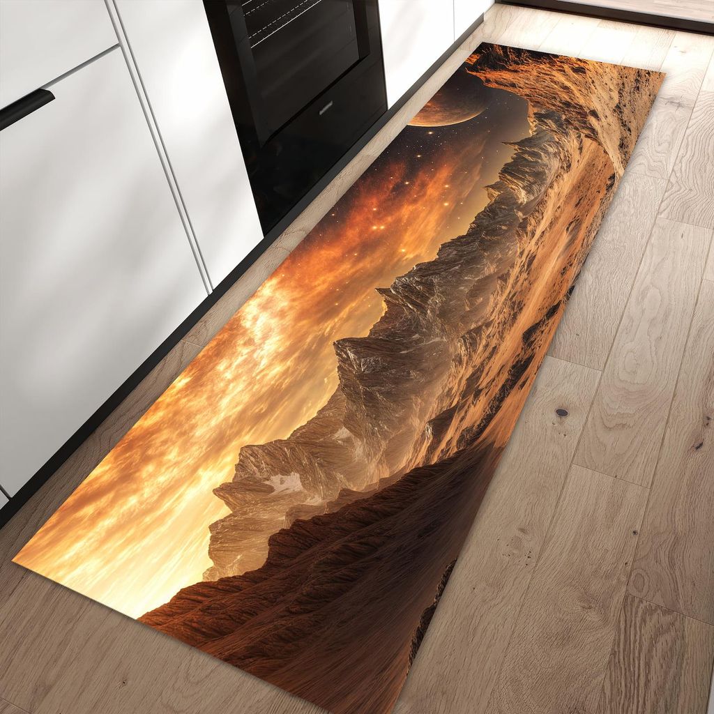 Küchenteppich 60x90cm rutschfest & abwischbar PVC Läufer - Fremder Planet