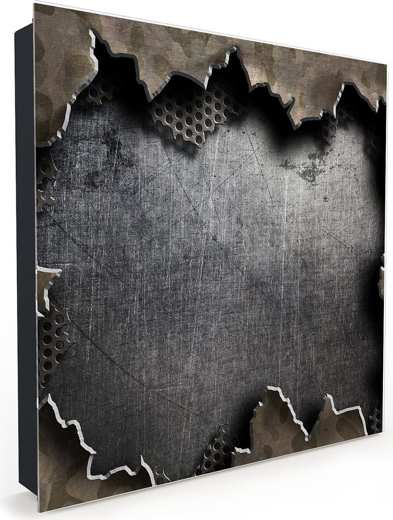 Nachbildung-Schlüsselkasten, Magnetpinnwand und Memoboard mit Glasfront Motiv Rissiges Metall