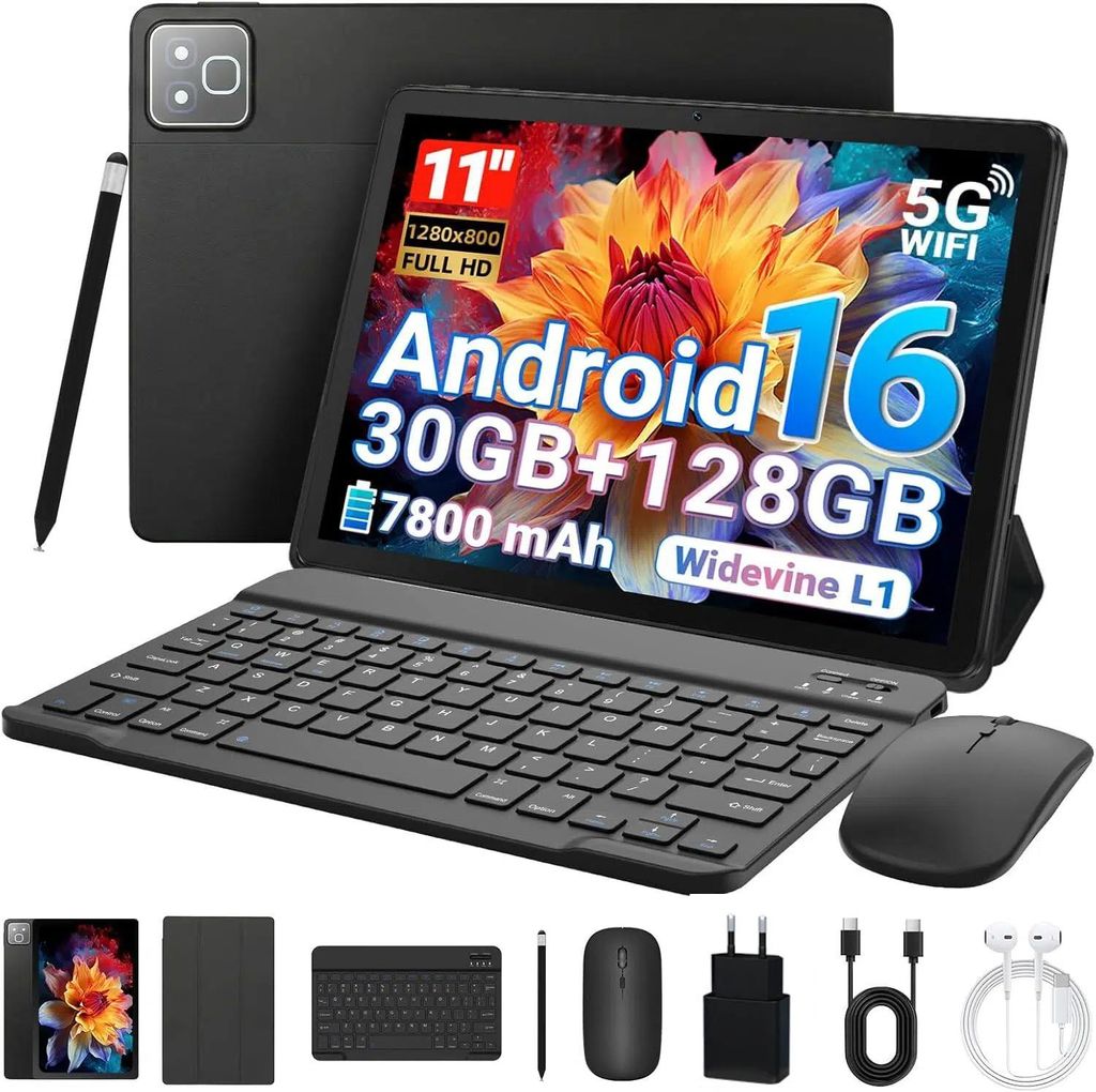 Tablet 11 Zoll 2-in-1, Android 16, 30(3+27)GB RAM + 128 GB Produktbild 