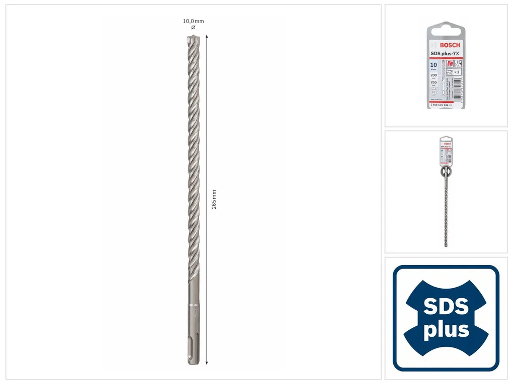 Trapano a percussione Plus-7X D.10mm Lavoro-L.200mm L.265mm SDS-Plus 1-pack BOSCH
