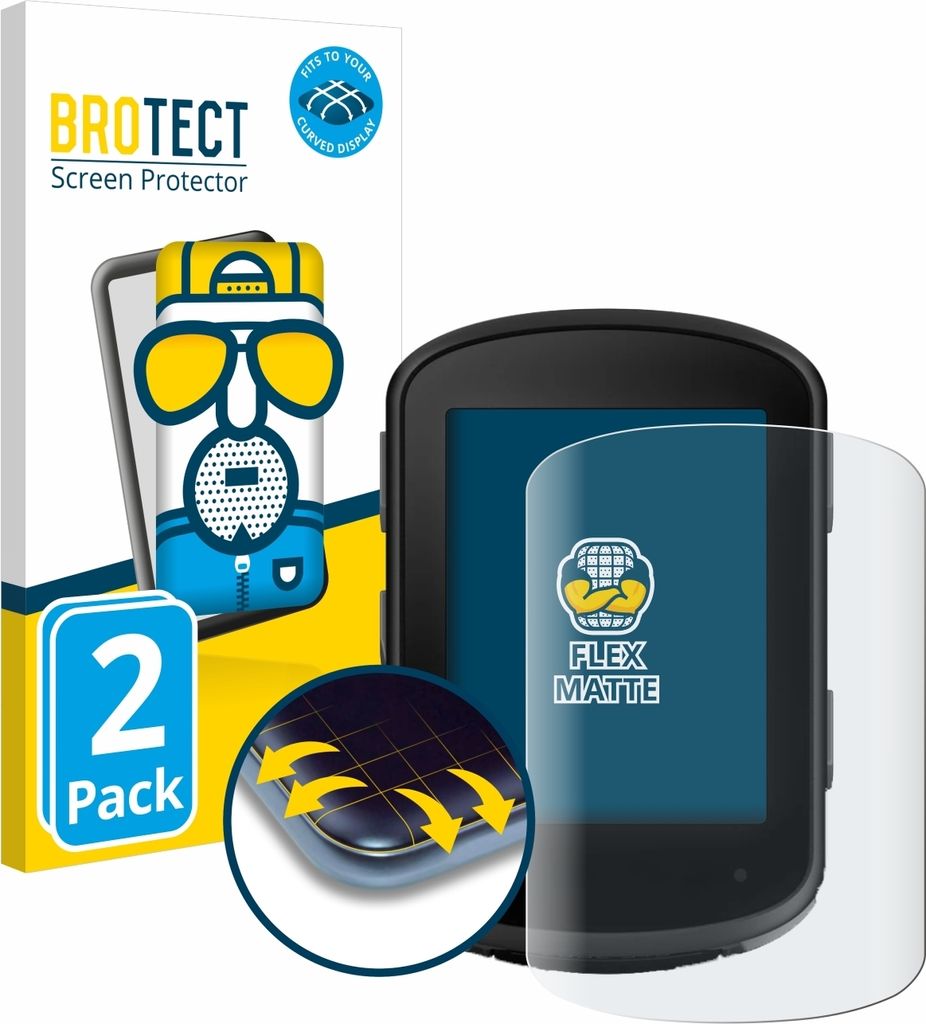 2x BROTECT Fullscreen Schutzfolie für Garmin Edge 540 / Edge 840 Displayschutz Folie Fullcover Matt Entspiegelungsfolie