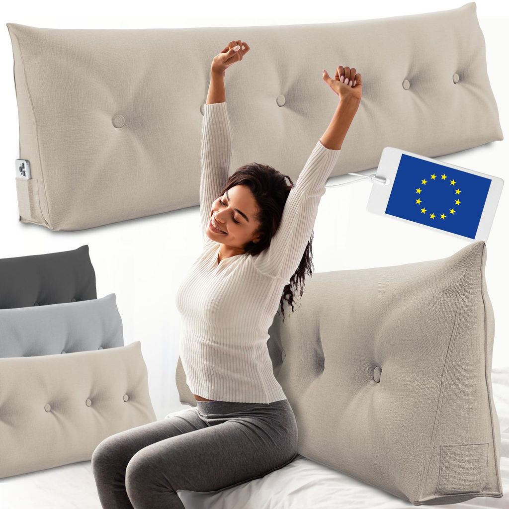 ELONEO Coussin dorsal 180 cm de large, coussin en forme de Image du produit 