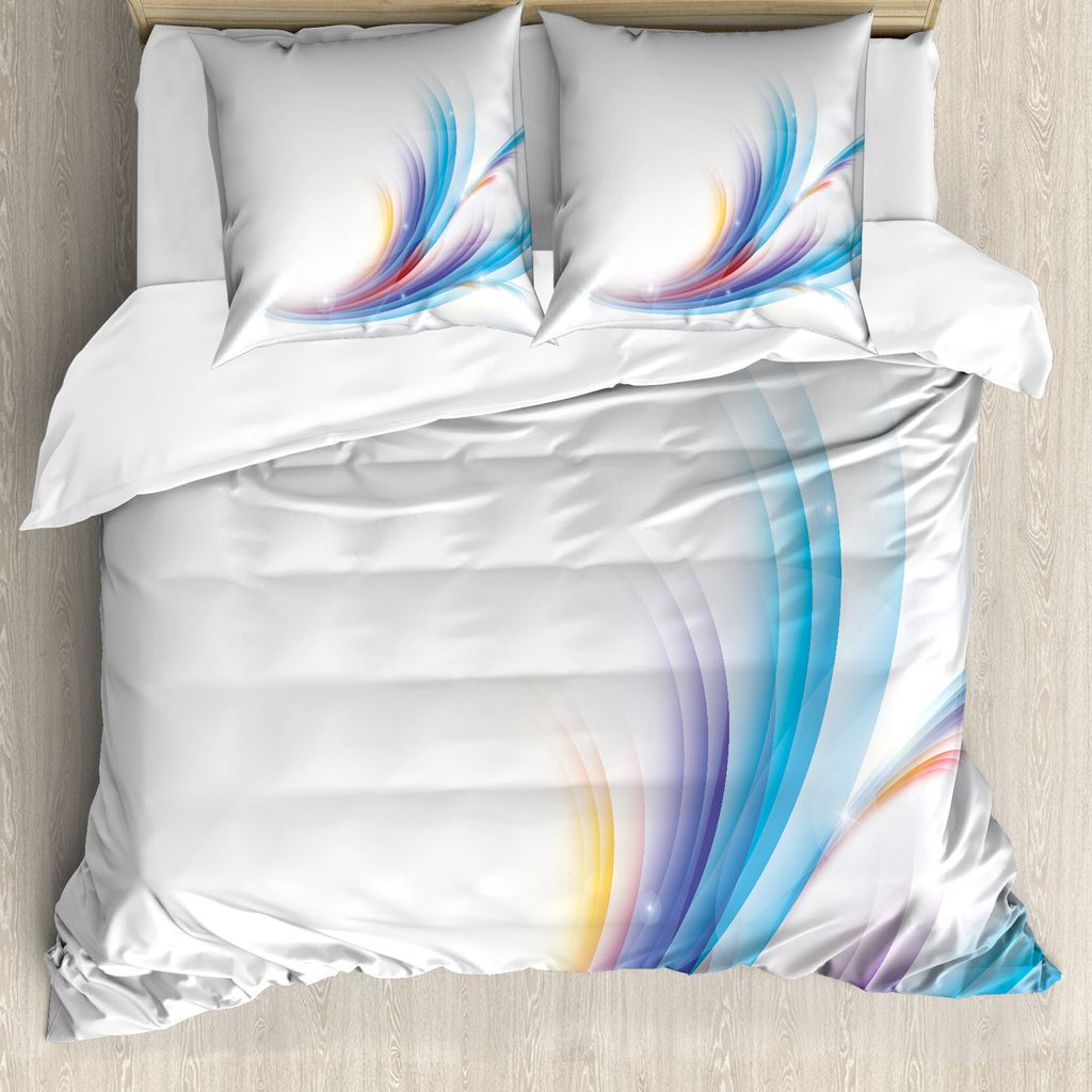ABAKUHAUS Abstrakt Bettbezug, Regenbogen inspiriert Waves, Milbensicher Allergiker geeignet mit Kissenbezügen, 155 cm x 220 cm - 80 x 80 cm, Lila