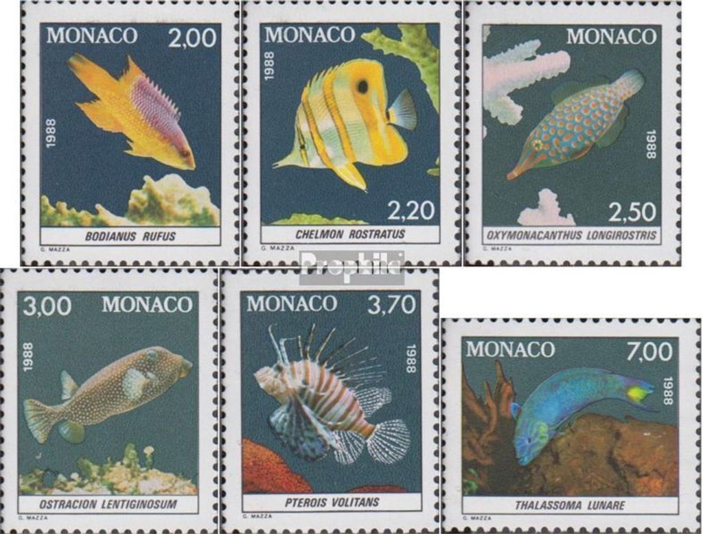 Briefmarken Monaco 1988 Mi 1844-1849 (kompl.Ausg.) postfrisch Fische